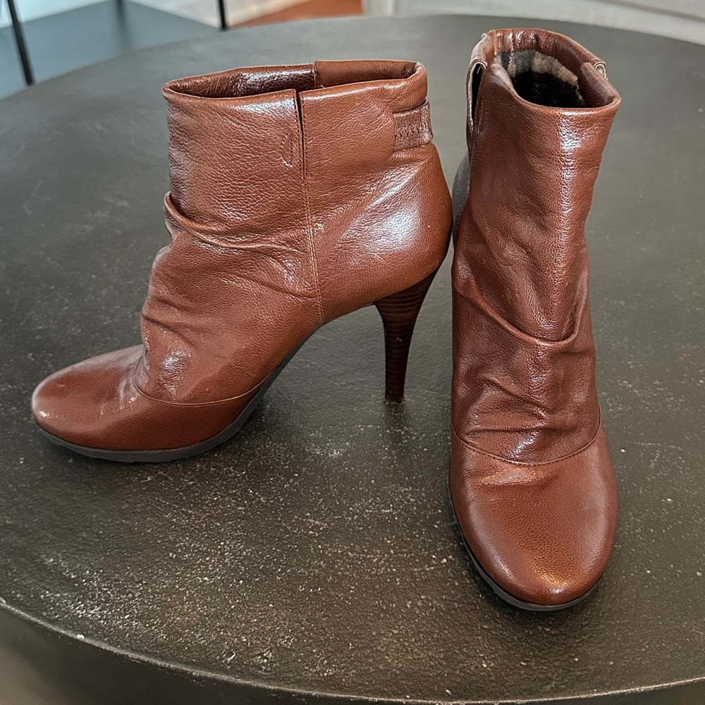 Nine West Brown Leather Ankle Boots